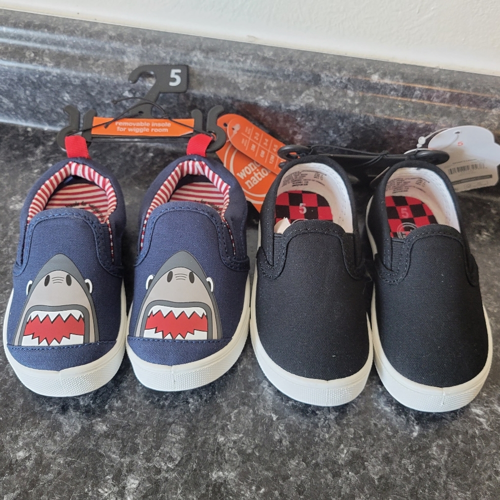 Toddler size 5 no tie slip on shoe bundle